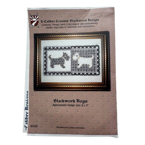 Blackwork Dogs Cross Stitch Design Kit X-Calibre Counted Blackwork Design *READ* - Picture 1 of 3
